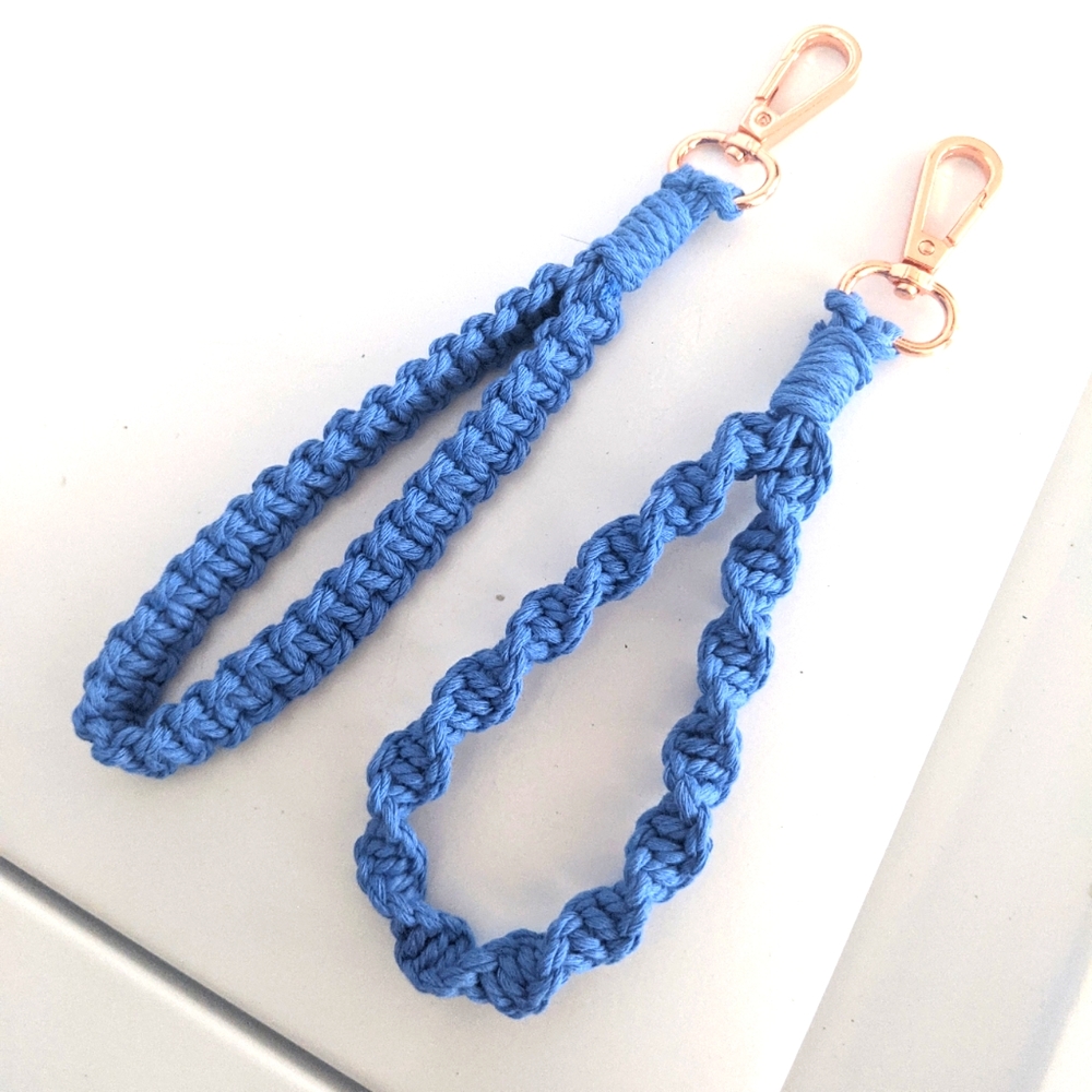 Set of 2 blue macrame key holders handmade